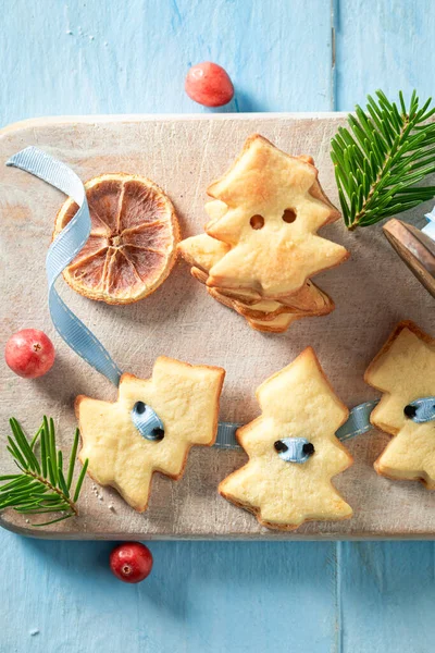 Unik Smör Cookies Kedja Som Julprydnad Dekorationer Till Jul — Stockfoto