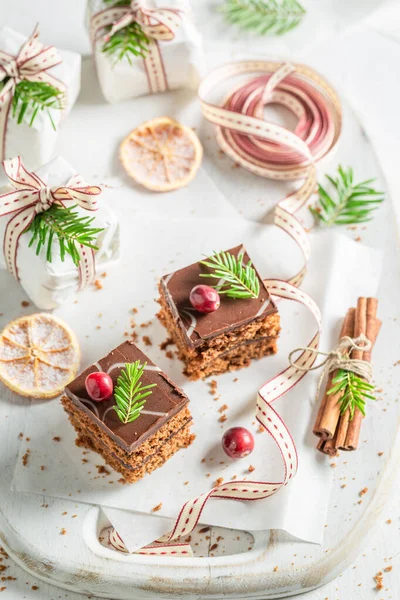 Zelfgemaakte Peperkoek Gemaakt Van Kaneel Chocolade Voor Kerstmis Peperkoek Voor — Stockfoto