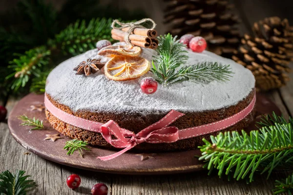 Pastel Casero Semillas Amapola Con Azúcar Polvo Para Navidad Postre — Foto de Stock