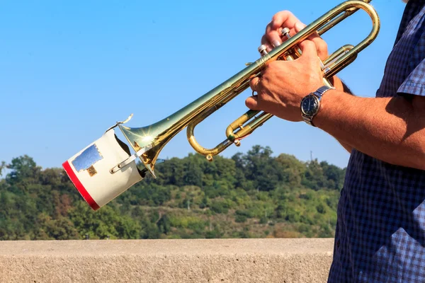 Trompeta jugó con silenciador — Stok fotoğraf