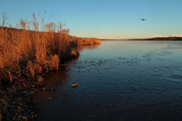 Beluga jezero podzim s rovinou — Stock fotografie