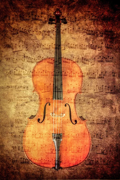 大提琴与复古纹理 — 图库照片