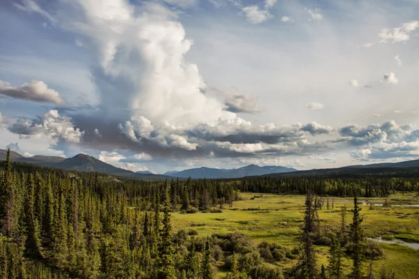 Yukon vildmark med moln — Stockfoto