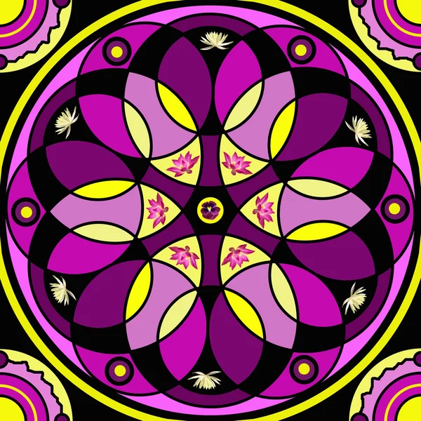 Floral mandala drawing sacred circle — Stock Photo, Image