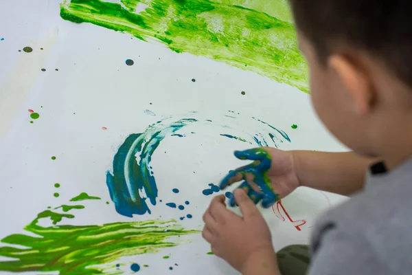 Arte Infantil Clase Magistral Dibujo Creatividad Los Niños Con Pinturas — Foto de Stock