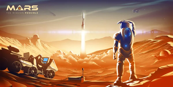 Yakın gelecekte Mars 'taki bir koloninin bilimsel temsili, kolonilerden birinde roketin atmosfere fırlatılma görevini içerir..