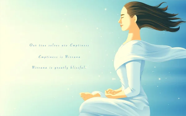 Illustration Vectorielle Dans Bouddhisme Theravada Une Laïque Costume Pratiquant Méditation — Image vectorielle