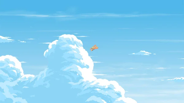 Imagen Nubes Cumulonimbus Con Biplano Volando Cielo Azul Ilustraciones de stock libres de derechos