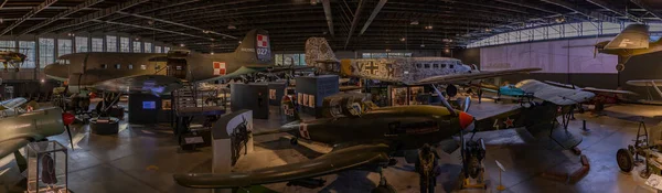 Panoramabild Över Det Polska Flygmuseets Huvudhangar — Stockfoto