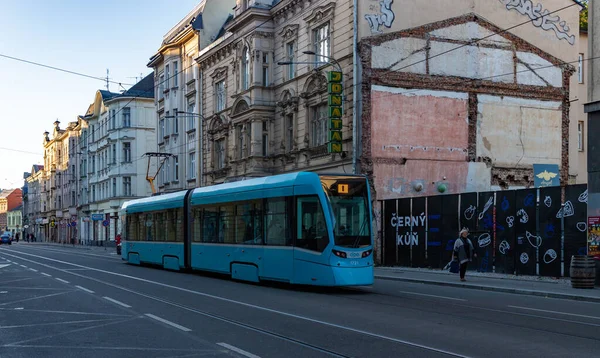 Egy Kép Egy Villamosról Ostrava Utcáin — Stock Fotó