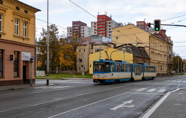 Uma Foto Bonde Nas Ruas Ostrava — Fotografia de Stock