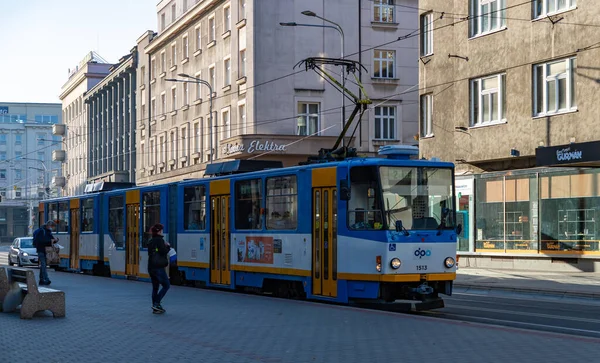 Uma Foto Bonde Nas Ruas Ostrava — Fotografia de Stock