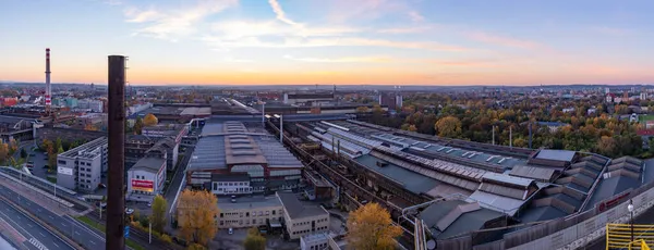 Obraz Panoramy Vitkovice Przemysłowej Dzielnicy Ostrawy Zachodzie Słońca — Zdjęcie stockowe