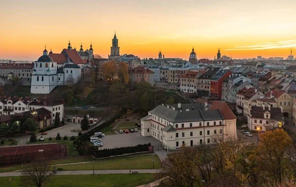 Obraz Starego Miasta Lublina Zachodzie Słońca — Zdjęcie stockowe