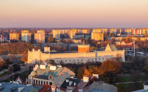 Een Foto Van Het Kasteel Van Lublin Bij Zonsondergang Gezien — Stockfoto