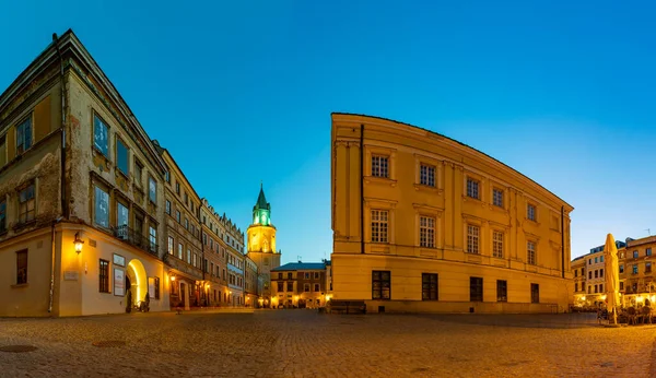 Obrázek Staroměstského Náměstí Korunního Tribunálu Trynitarské Věže Lublinu Při Západu — Stock fotografie