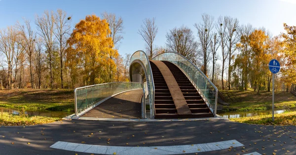 Uma Imagem Ponte Pedonal Ciclista Parque Popular Parque Ludowy Lublin — Fotografia de Stock