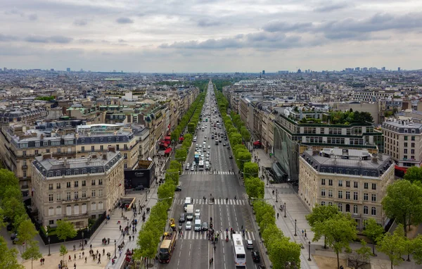 Uma Imagem Dos Campos Elísios Vista Alto Arco Triunfo — Fotografia de Stock