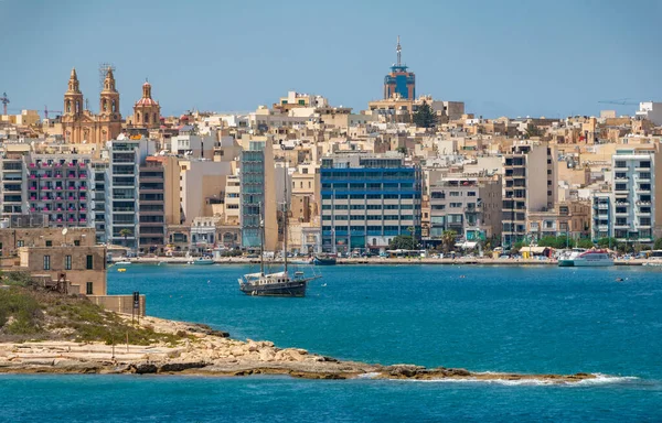 Bild Sliema Distriktets Havet Sett Utifrån Valletta — Stockfoto