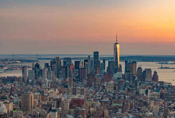 Aşağı Manhattan Günbatımındaki Bir Resmi — Stok fotoğraf
