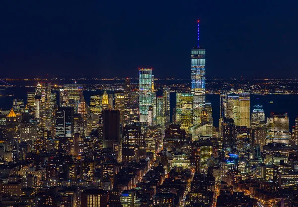 Une Photo Lower Manhattan Nuit — Photo