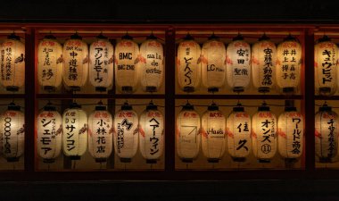 Kyoto 'daki iki sıra fenerin resmi..