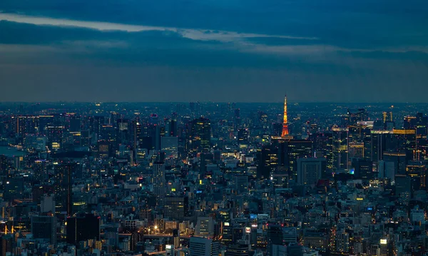 Una Foto Ciudad Tokio Torre Tokio Por Noche — Foto de Stock