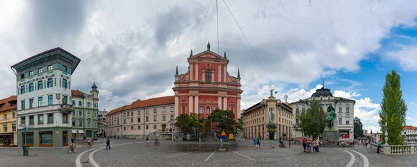 Panoramatický Snímek Náměstí Preseren — Stock fotografie