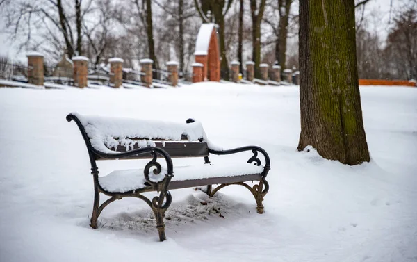 Picture Bench Snow — Stock Photo, Image