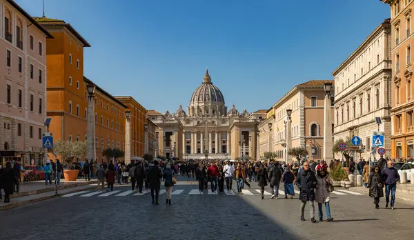 Een Foto Van Sint Pietersbasiliek Gezien Vanaf Della Conciliazione Met — Stockfoto