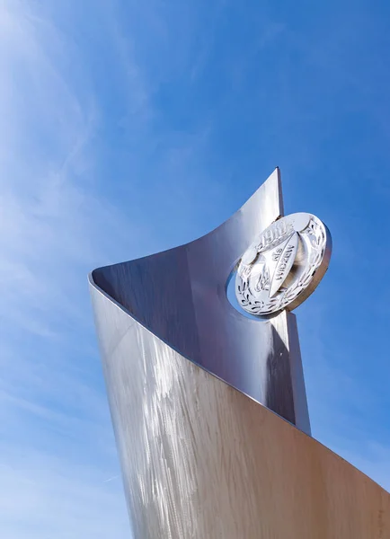 Uma Imagem Escultura Prata Widzew Lodz Comemorando Sucessos Clube Futebol — Fotografia de Stock