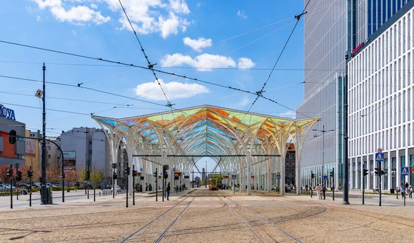 Uma Imagem Colorido Unicorn Stable Piotrkowska Centrum Estação Eléctrico Lodz — Fotografia de Stock