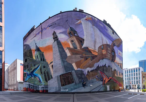 Ein Bild Der Stadt Lodz Wandbild Entworfen Von Meisal Und — Stockfoto