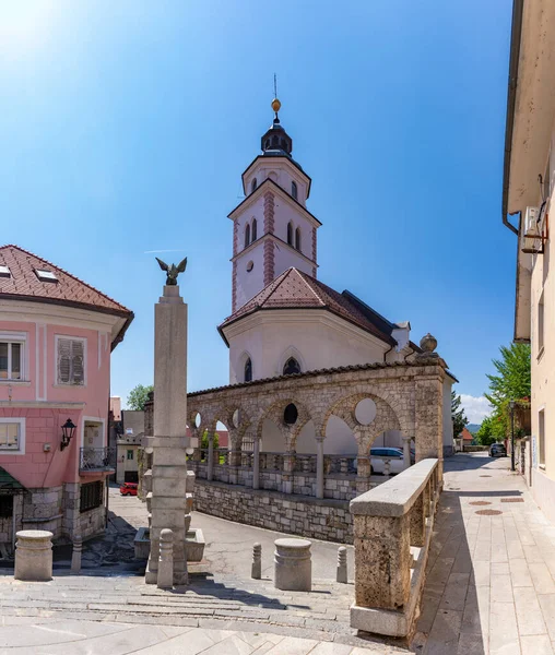 Obraz Schodów Plecnik Fontanna Łuki Kościół Matki Boskiej Różańcowej — Zdjęcie stockowe