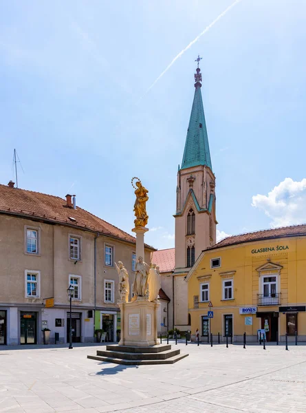 Μια Εικόνα Της Κεντρικής Πλατείας Celje Τον Καθεδρικό Ναό Celje — Φωτογραφία Αρχείου