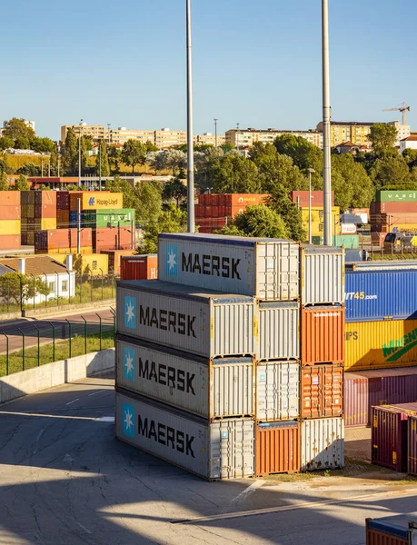 Picture Colorful Cargo Containers Leixoes Container Terminal — Fotografia de Stock