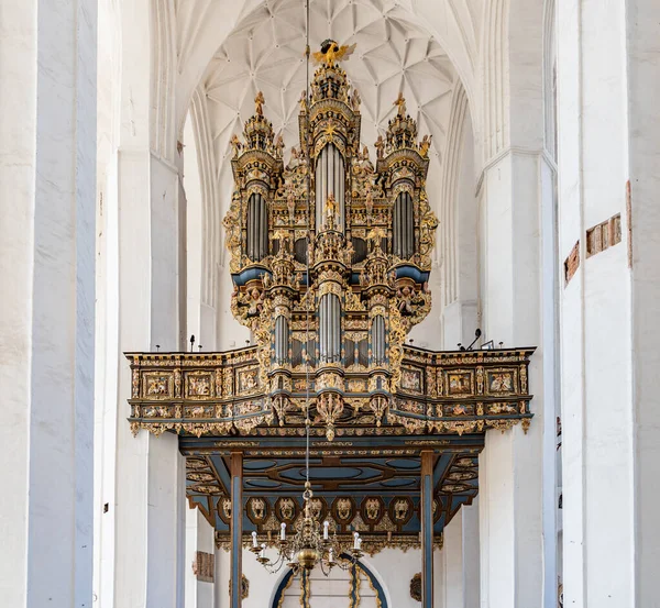 A picture of the pipe organ in St. Mary's Church, in Gdansk.