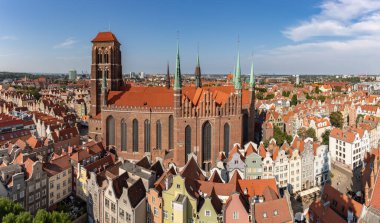 A picture of St. Mary's Church and the surrounding old town of Gdansk.