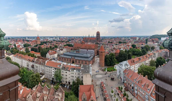 Obraz Starego Miasta Gdańska Pokazujący Wieżę Jacka Salę Targową Kościół — Zdjęcie stockowe