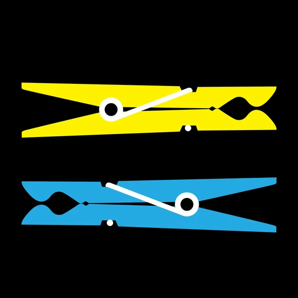 Yellow and blue clothes pegs — Stock Photo, Image