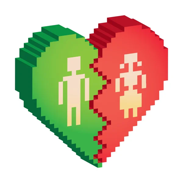 Broken heart 3d pixels — Stock Photo, Image