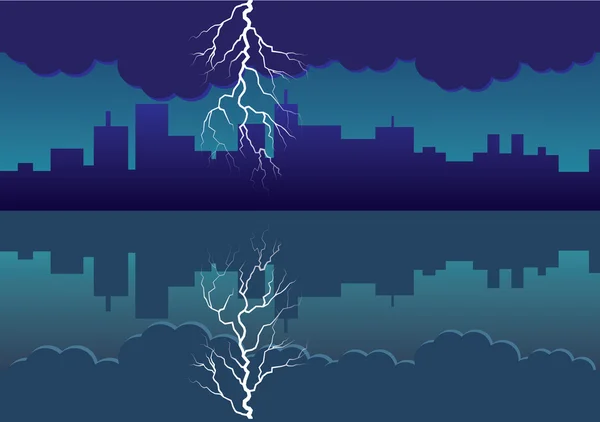 City with comming storm — Stock Vector