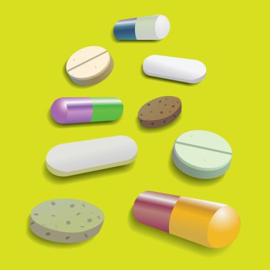 color pills and tabets clipart