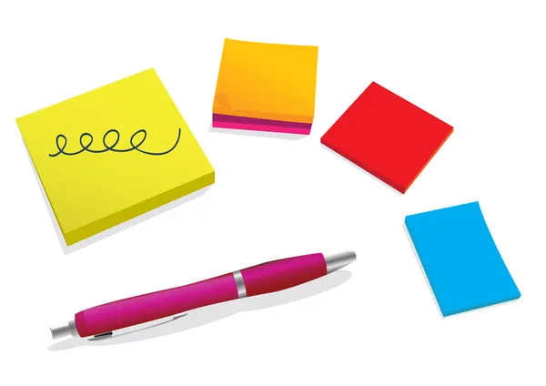 Pen and color stickies — Stock Photo, Image