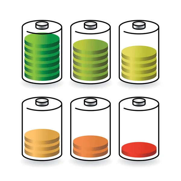 Batterien mit unterschiedlichem Ladegrad — Stockfoto