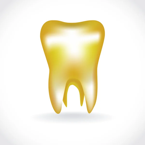 Dente humano dourado isolado — Fotografia de Stock