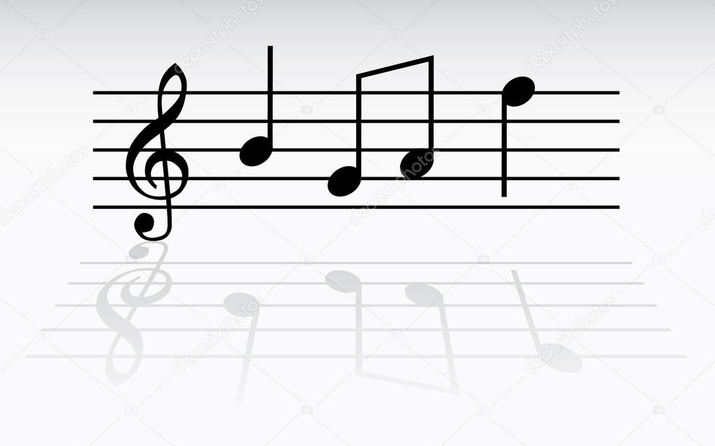 G key and notes in one tact logo - illustration