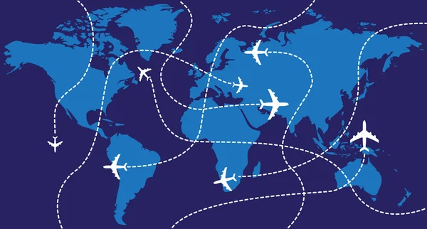 Världen karta flygplan — Stockfoto