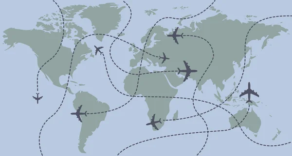 World Map Airplanes — Stock Photo, Image