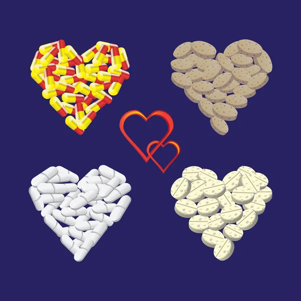 Серця від таблетки — стокове фото